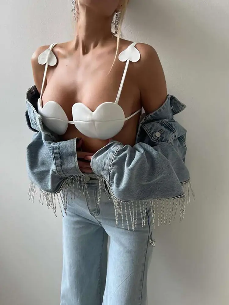 Sisterlinda Spring Release Junior Fashion Leisure High Street Vest K25B72373 Girl Solid Love Halter Slim Cleavage Backless Bra