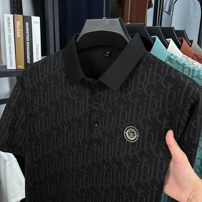 2025 Men's Short Sleeved T-shirt New Summer Trendy Brand Slimming Top Clothes Flip Collar Polo Shirt Summer Clothes
