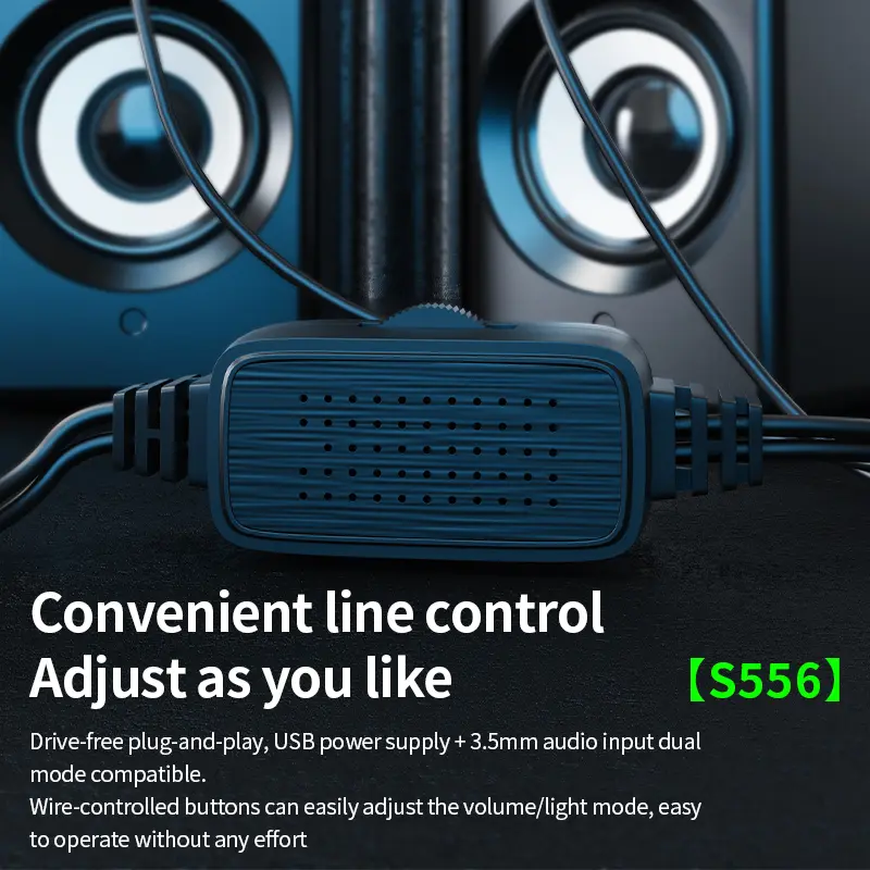 Mini USB 3.5mm Wired Audio Player New Black RGB Light Emitting Diode Gaming Speakers RGB Lighting for Home Music Computer Gaming