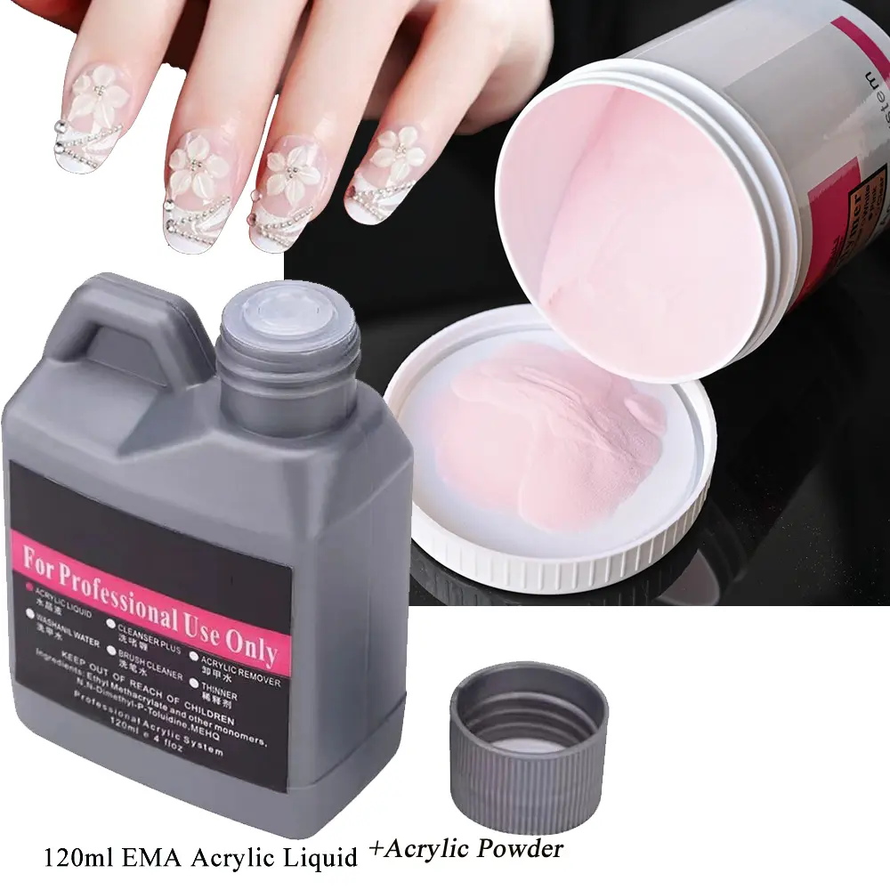 120ml EMA Polymer Acrylic Liquid&Powder Pink Nail Builder/Dipping/Carving Acrylic Powder For Nails TIPS Builder Extended Powders