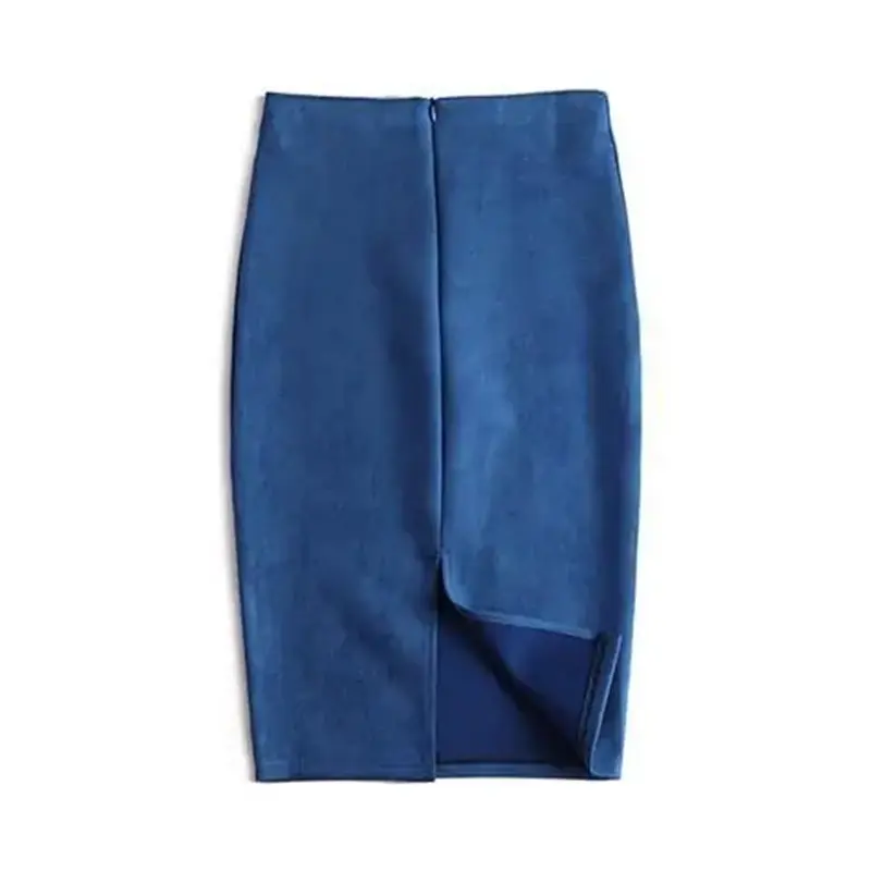 Winter Sexy Bodycon Suede Skirts 2025 Fashion Knee Length High Waist Office Skirt Korean Women Clothes Elegant Slim Pencil Skirt