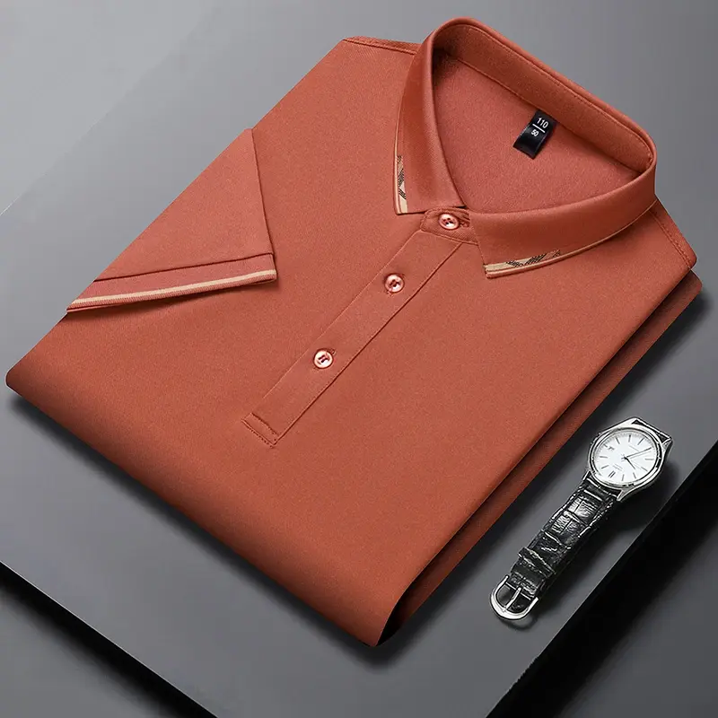 2024 Men's New Solid Color Cotton Business and Leisure POLO Shirt Summer Fashion Short Sleeve Comfortable and Breathable Top