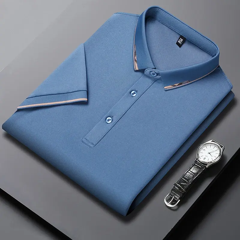 2024 Men's New Solid Color Cotton Business and Leisure POLO Shirt Summer Fashion Short Sleeve Comfortable and Breathable Top