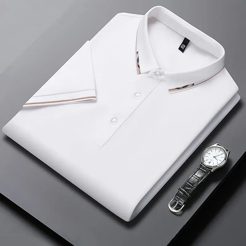 2024 Men's New Solid Color Cotton Business and Leisure POLO Shirt Summer Fashion Short Sleeve Comfortable and Breathable Top