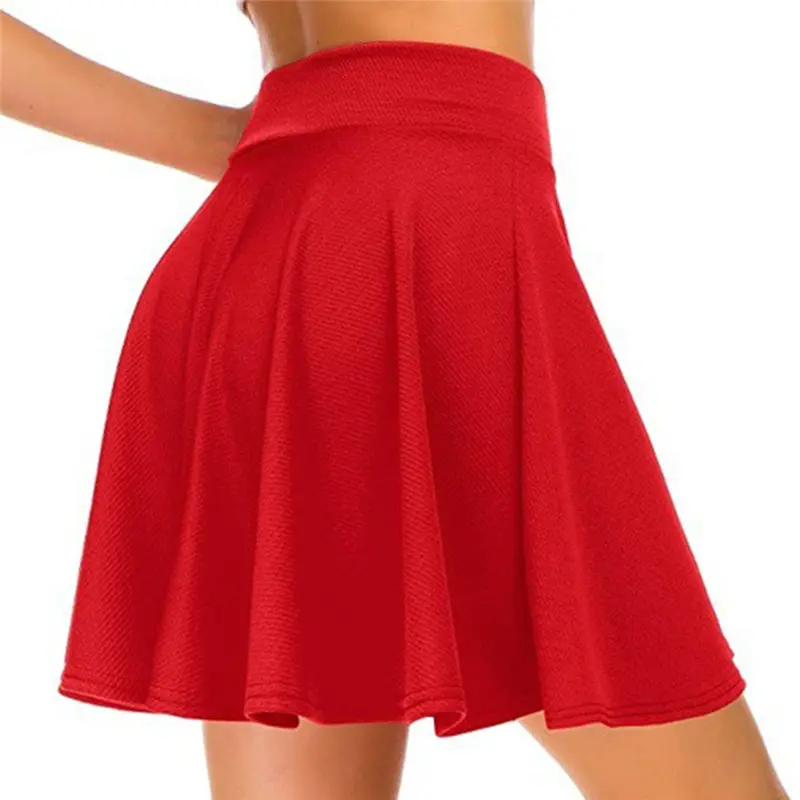 Women's Basic Versatile Stretchy Flared Casual Mini Skater Skirt Red Black Green Blue Short Skirt 3XL