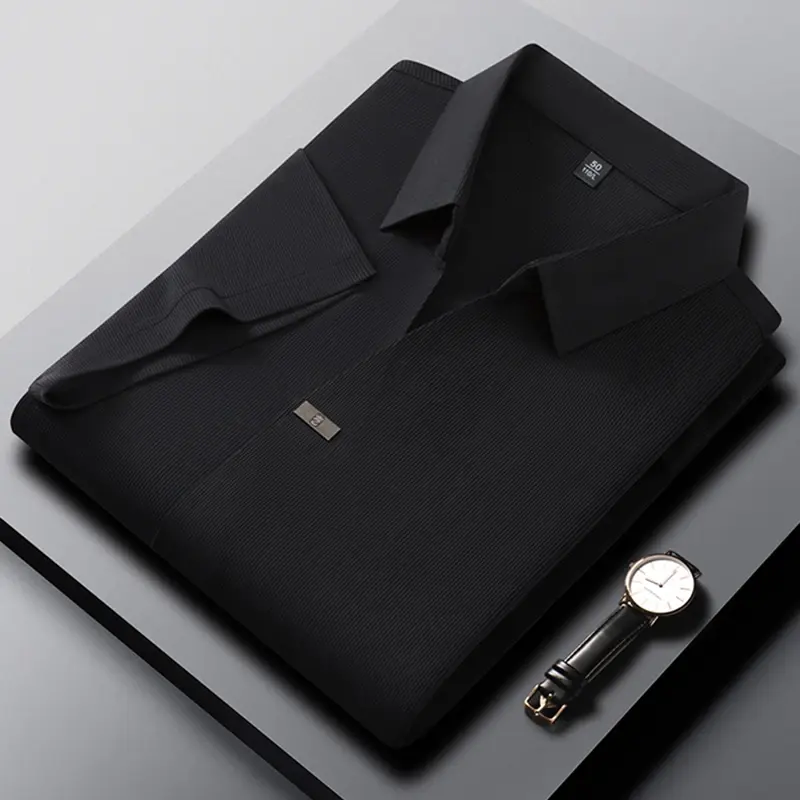 2025 New Men's Casual and Fashionable Solid Color Short Sleeved Polo Shirt Comfortable and Versatile Summer T-shirt
