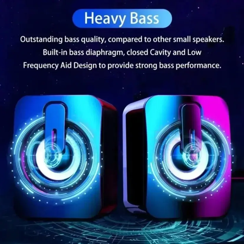Opansten Computer Speakers PC Sound Box HIFI Stereo Microphone USB Wired Caixa De Som with LED Light For Desktop Computer
