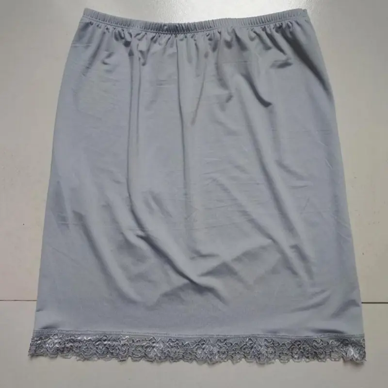 Ladies Elastic Waist Half Skirt Petticoat Short Dress Female Milk Silk White Lace Commuter Office Woman Anti-Empty