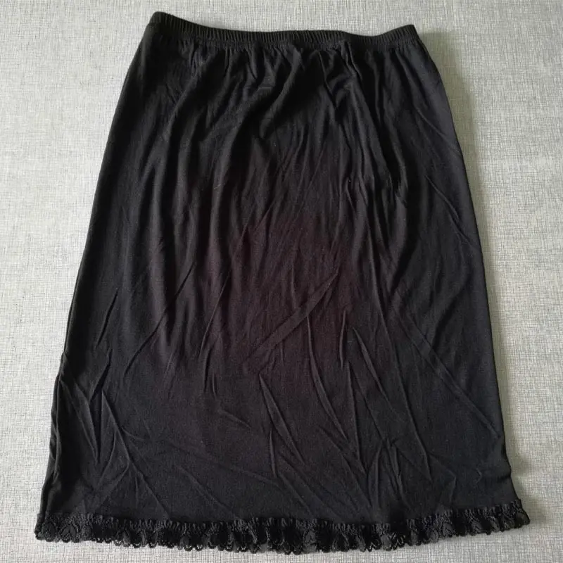Ladies Elastic Waist Half Skirt Petticoat Short Dress Female Milk Silk White Lace Commuter Office Woman Anti-Empty