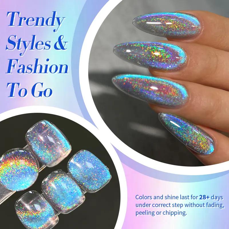 BORN PRETTY 10/15ml 9D Blue Holographic Rainbow Cat Magnetic Gel Nail Polish Soak Off UV LED Manicure Nail Art Varnish