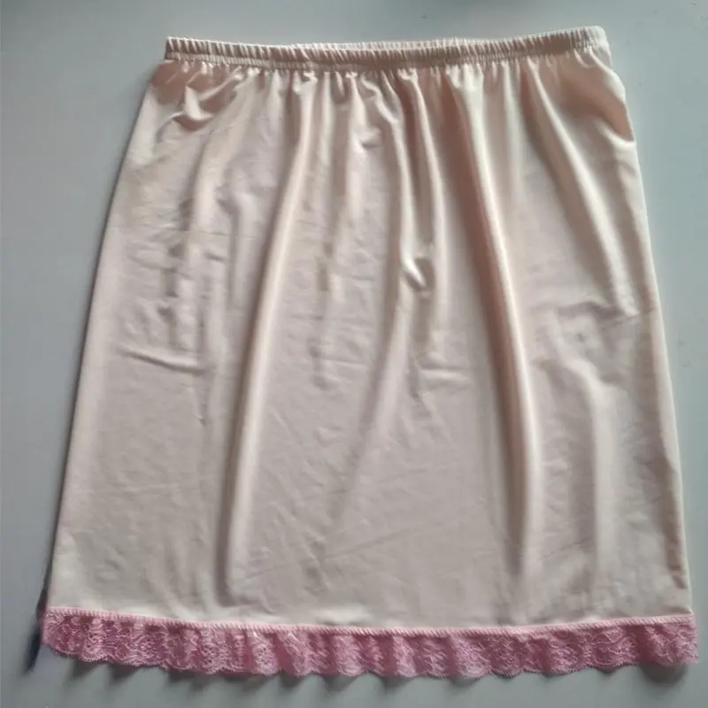 Ladies Elastic Waist Half Skirt Petticoat Short Dress Female Milk Silk White Lace Commuter Office Woman Anti-Empty