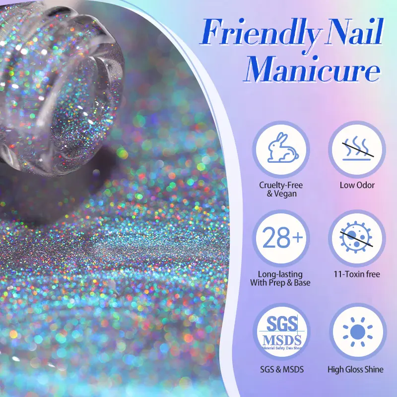 BORN PRETTY 10/15ml 9D Blue Holographic Rainbow Cat Magnetic Gel Nail Polish Soak Off UV LED Manicure Nail Art Varnish