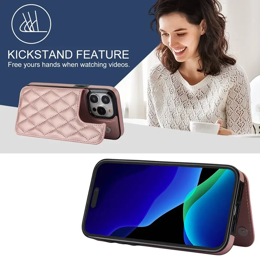 Card Slot Flip Leather Case For iPhone 16e 15 Pro Max 14 13 12 11 SE 3 2 XS XR 8 7 Plus Wallet Double Button Small Fragrant Wind