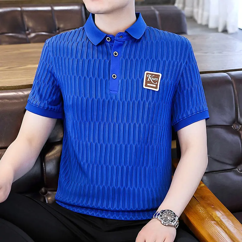 Trend Station Summer New Ice Silk POLO Shirt Striped Breathable New Casual Versatile