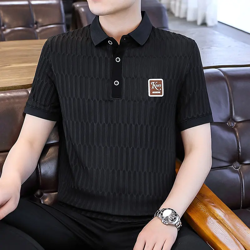 Trend Station Summer New Ice Silk POLO Shirt Striped Breathable New Casual Versatile