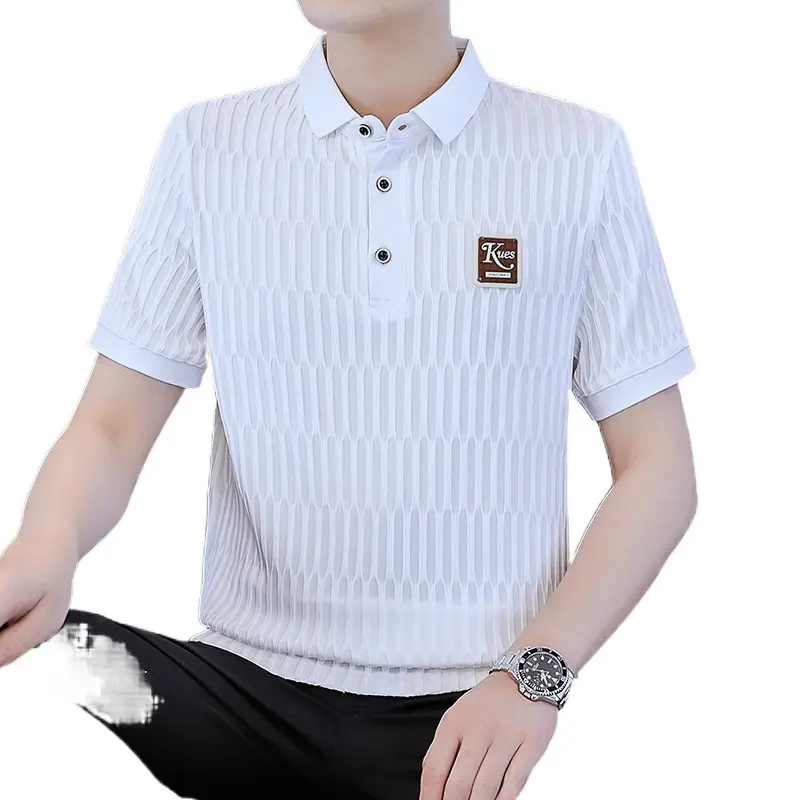 Trend Station Summer New Ice Silk POLO Shirt Striped Breathable New Casual Versatile