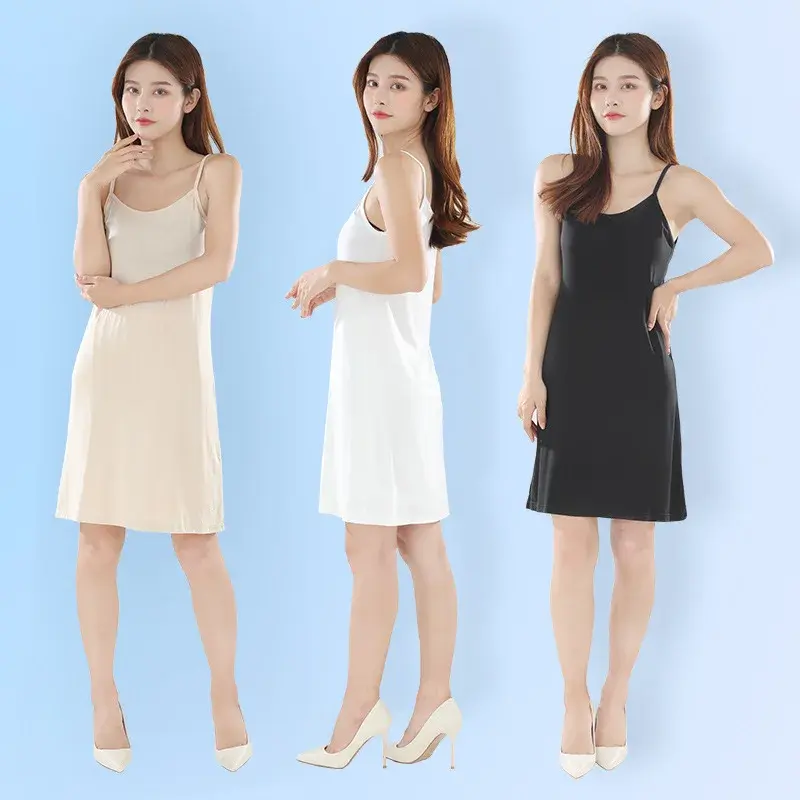 Summer Autumn Plus Size Modal Inner Anti-Exposure Slipvest Women's Medium-Length Base Dress Non-Transparent Strapless Tank Top