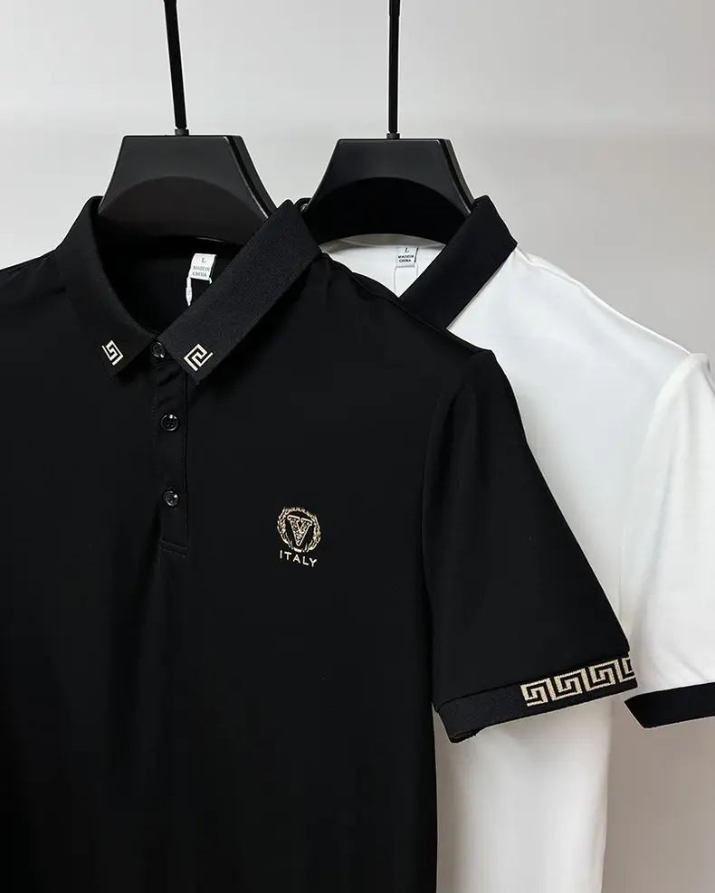 New Men Brand Exquisite Printed Polo Shirt Short Sleeve 2024 Summer Lapel Paul Designer Shirt Casual Ice Silk Breathable T-shirt