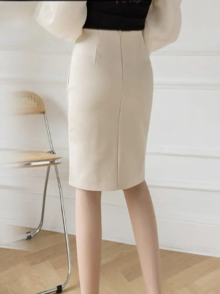 Plus Size Women 2025 Korean Fashion Elegant High Wiast Bodycon Skirt Big Size Pencil Red Skirts Sexy Office Midi Mujer Faldas
