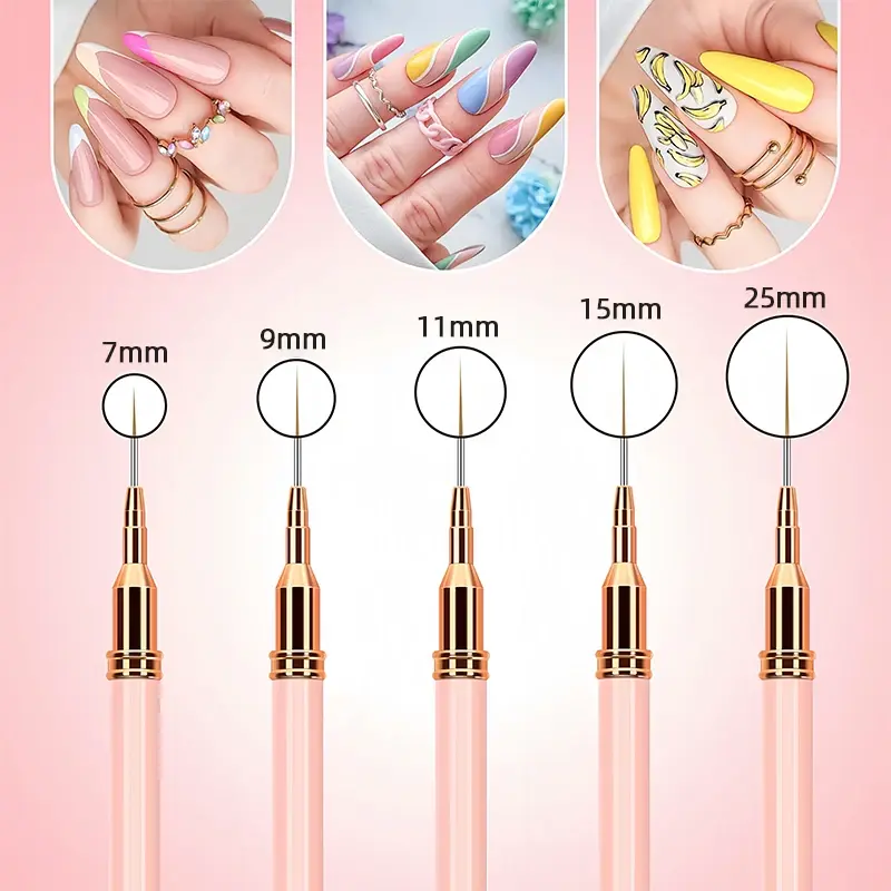 7/9/11/15/25MM Nail Liner Brush Set UV Gel Nail Brushes Kits 5pcs French Stripe Line Painting Drawing Flower Pen Manicure Tools