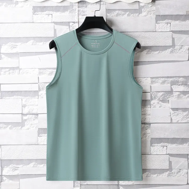 Summer Ice Silk Breathable and Sweat-absorbing Quick Drying Men's Sleeveless T-shirt Soft and Comfortable Men's Top
