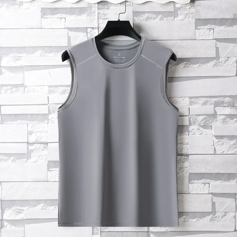 Summer Ice Silk Breathable and Sweat-absorbing Quick Drying Men's Sleeveless T-shirt Soft and Comfortable Men's Top
