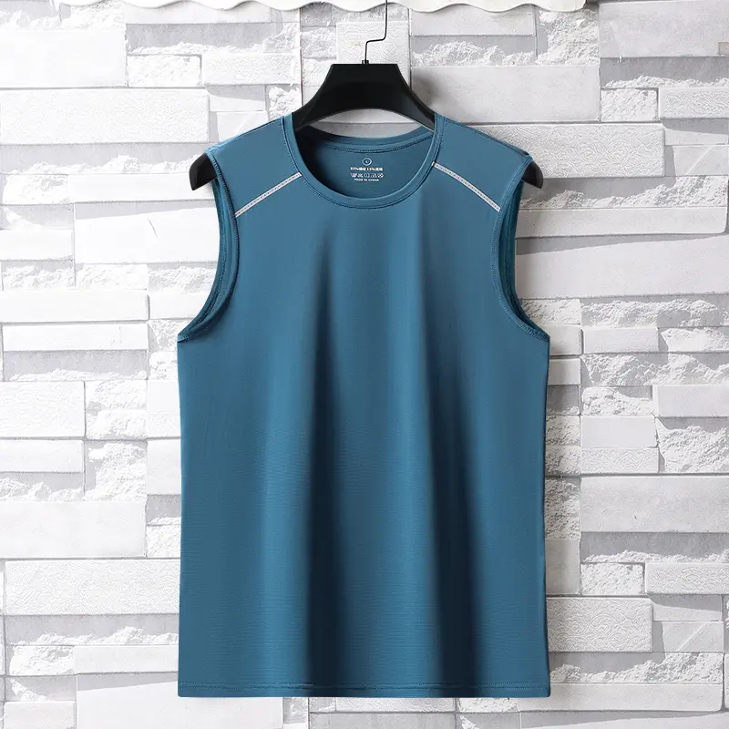 Summer Ice Silk Breathable and Sweat-absorbing Quick Drying Men's Sleeveless T-shirt Soft and Comfortable Men's Top