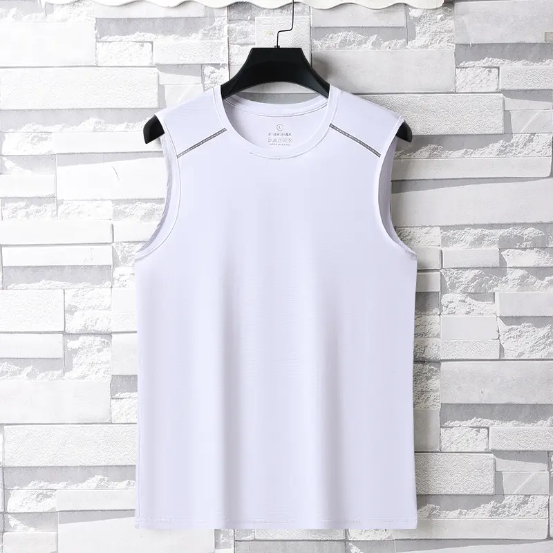 Summer Ice Silk Breathable and Sweat-absorbing Quick Drying Men's Sleeveless T-shirt Soft and Comfortable Men's Top