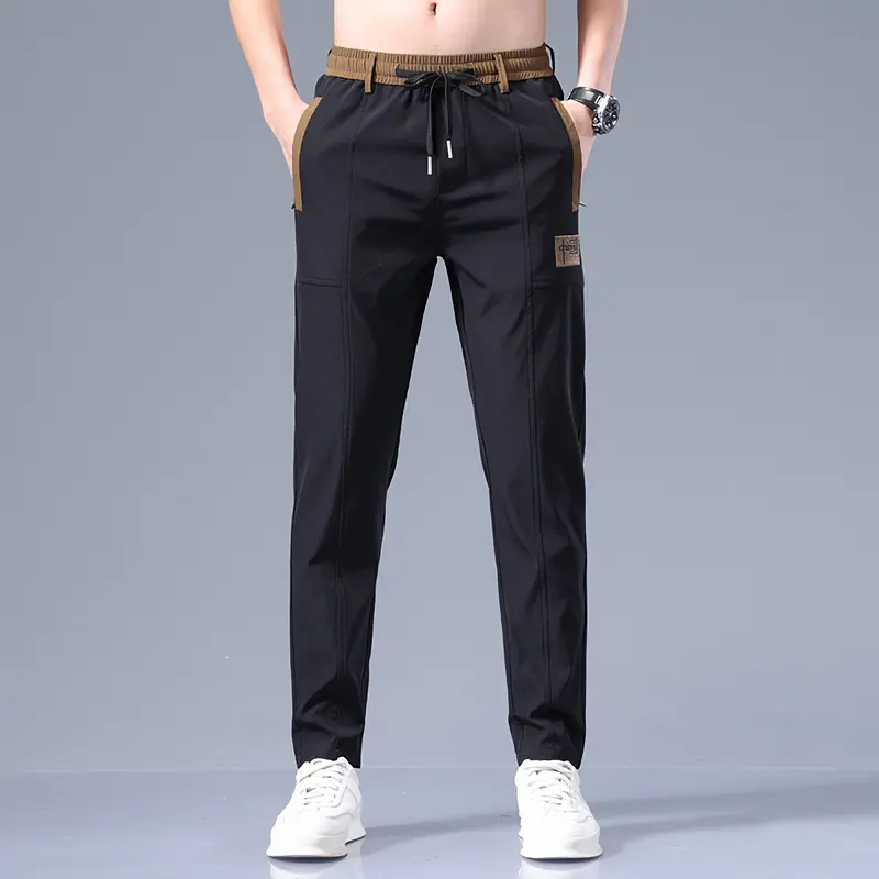 Men's Pants Summer New Black Gray Thin Business Casual Golf Pants Outdoor Elastic Breathable Straight Leg Sweatpants