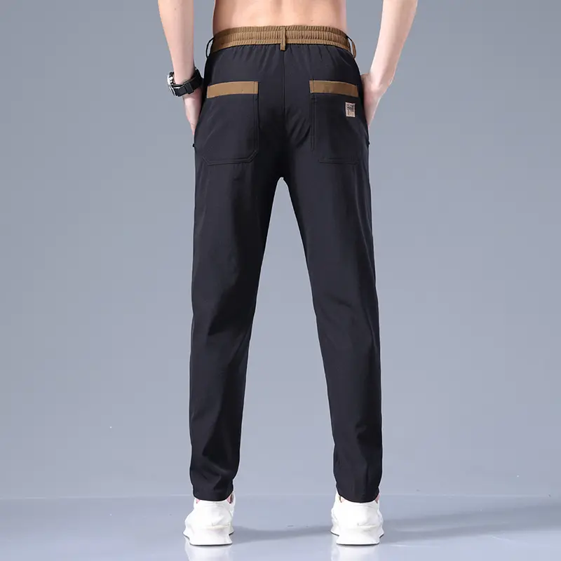 Men's Pants Summer New Black Gray Thin Business Casual Golf Pants Outdoor Elastic Breathable Straight Leg Sweatpants