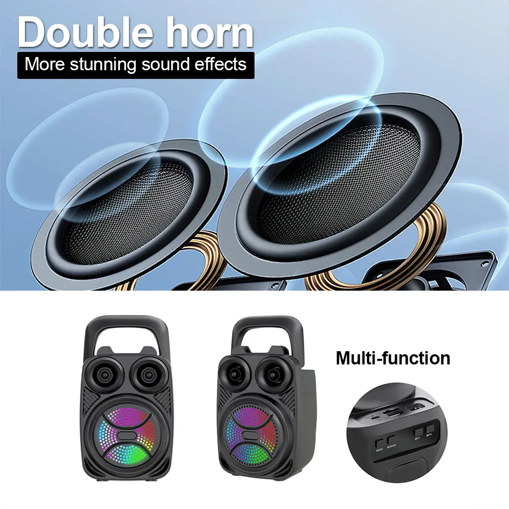 500mAh Bluetooth Speaker Sound box High Power Bluetooth Speakers TF/FM/USB/TWS/BT Handheld Sound Subwoofers For Dancing