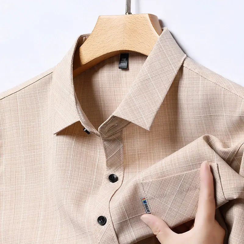 New Men's Business Casual Short Sleeved Printed Shirt with Wrinkle Resistance No Ironing Comfortable All Season Versatile Top