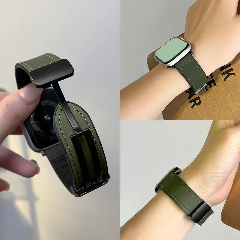 Leather Strap for Apple Watch 10 Ultra 9 Band 46mm 49mm 42mm 44mm 45mm 40/41mm Bracelet men Silicone iWatch Series 9 8 7 SE 6 5