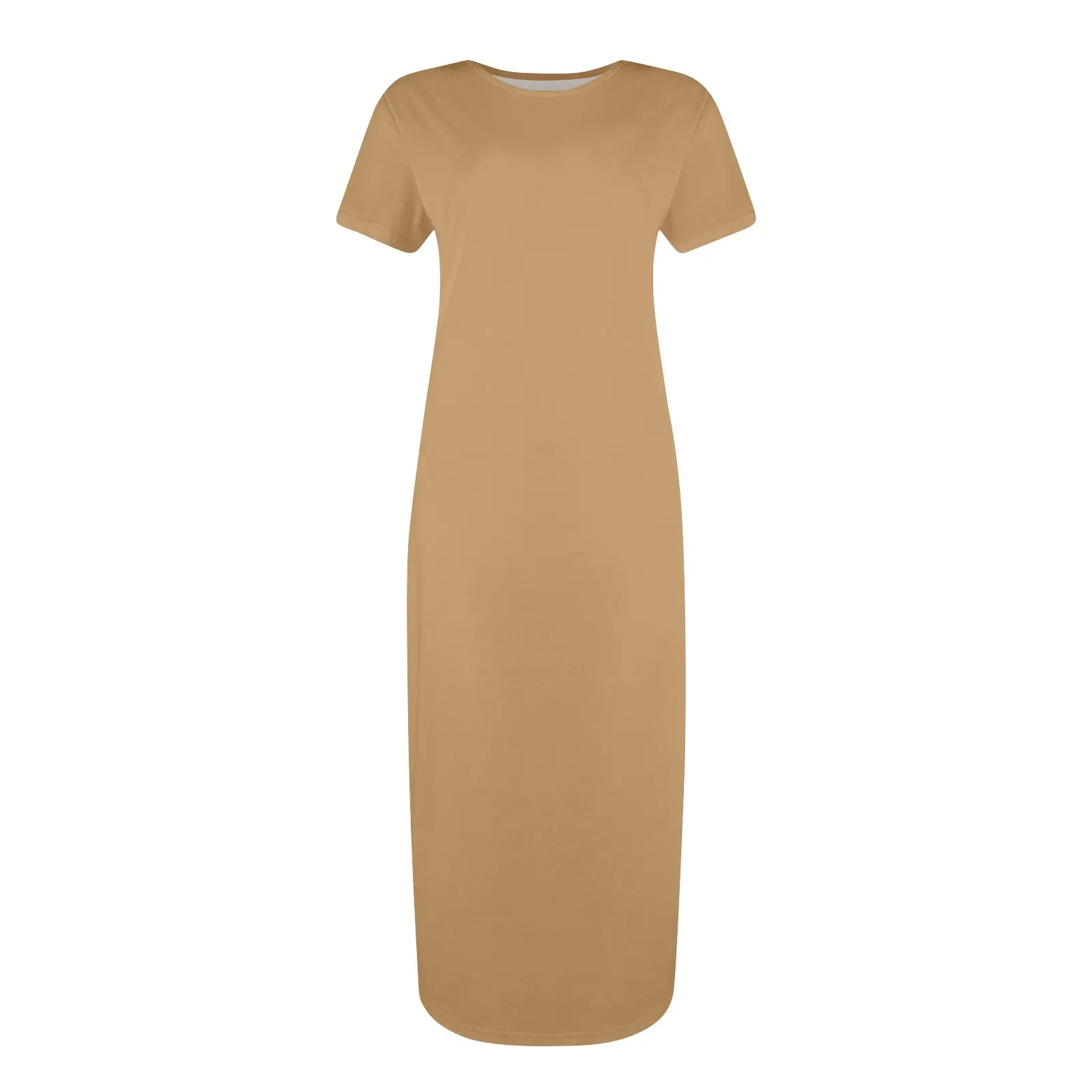 Women's Fashion Casual long dress Summer Dresses Solid Color Round Neck Short Sleeve Classic Dress Available in multiple colors