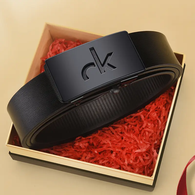 Retro Simple Men's Alloy Automatic Buckle Business Belt With Shorts Belt Accessories Fashion Men's Casual Belt