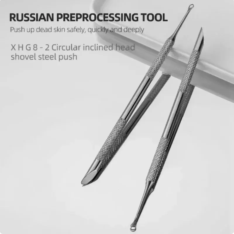 New Nail Double-ended Use Stainless Steel Circle Beveled Head Cuticle Pusher Remover Manicure Sticks Tool Nail Art Tool