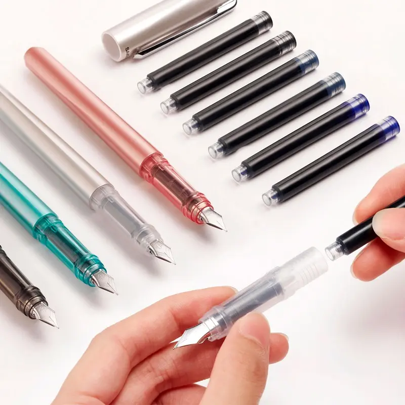 Japanese SAKURA Student Fountain Pens 0.5mm Calligraphy Pen Refillable with Ink Cartridge Cute Japanese Stationery Small Gift