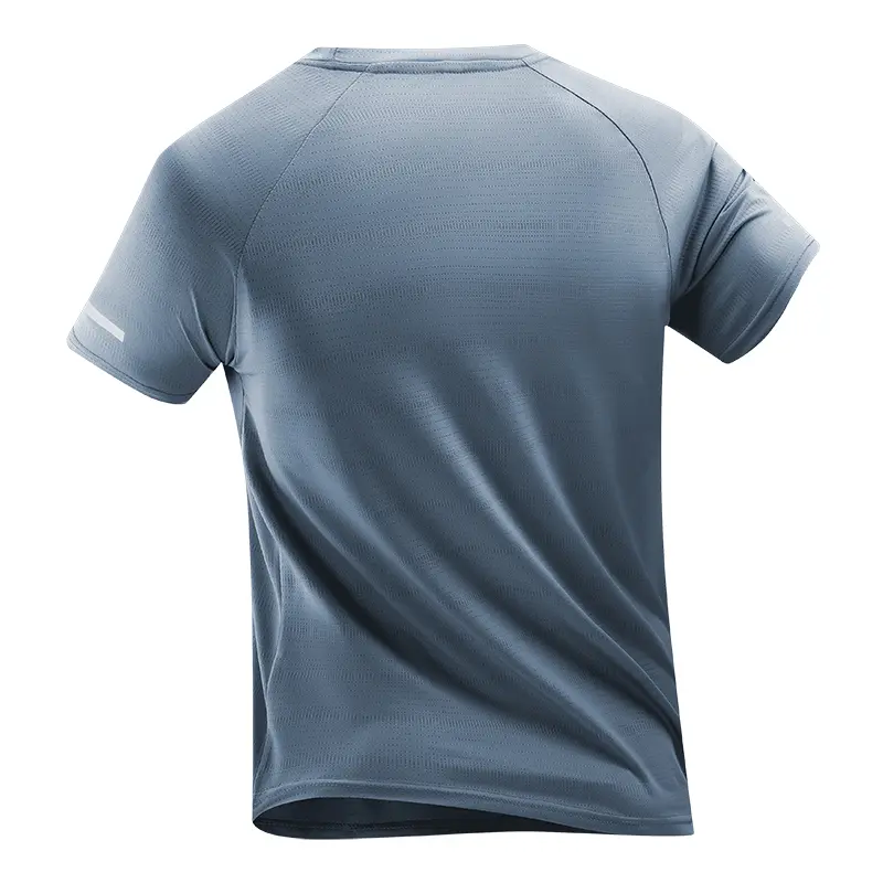 CHRLCK Men's Running T-shirt Summer Ice Silk Thin Top Reflective Printing Quick Drying Short Sleeve Breathable Fitness T-shirt