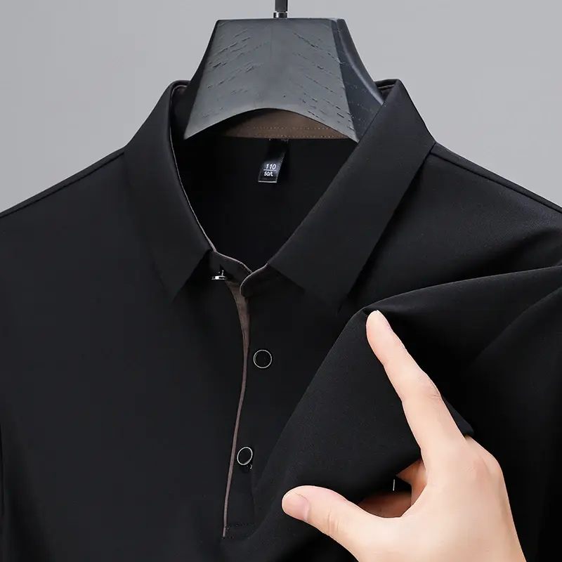 2025 New Men's Business Casual Short Sleeved Shirt Solid Color Polo Shirt Fashionable Breathable Comfortable Versatile Top