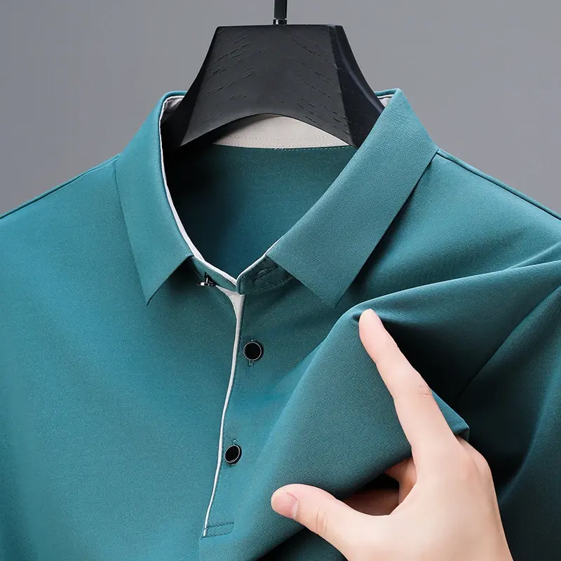 2025 New Men's Business Casual Short Sleeved Shirt Solid Color Polo Shirt Fashionable Breathable Comfortable Versatile Top