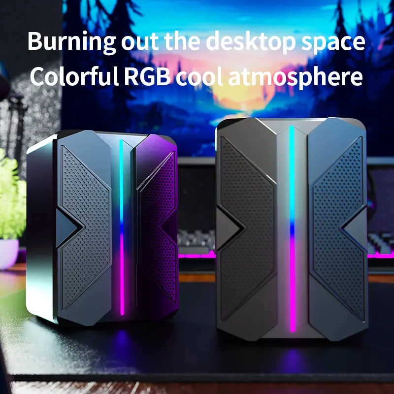 SOREX Hot Sale USB 2.0 52mm Computer Speaker with Colorful Breathing Lighting Wired Control Plastic Cabinet for Home Party