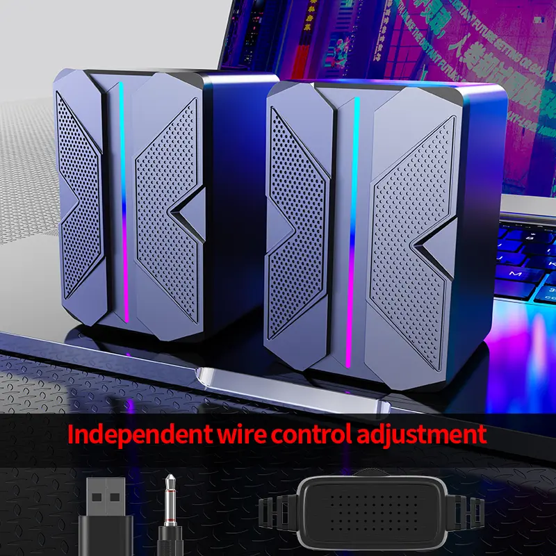 SOREX Hot Sale USB 2.0 52mm Computer Speaker with Colorful Breathing Lighting Wired Control Plastic Cabinet for Home Party