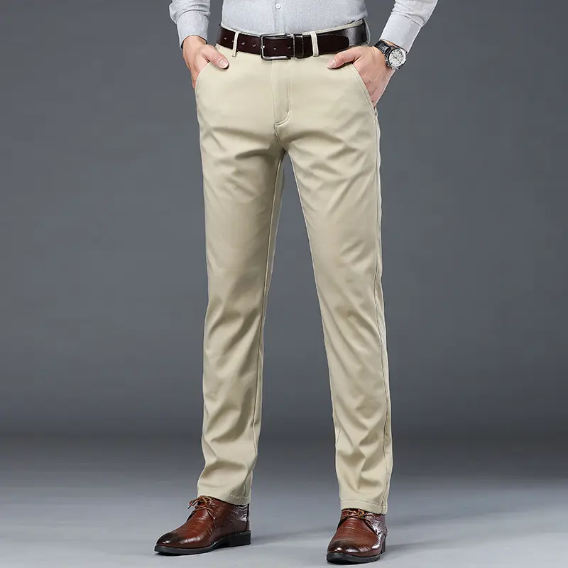 Summer Thin Men's Slim Suit Pants Fashion Business Casual Cotton Green Black Khaki Trousers Male Brand Clothing 30-40