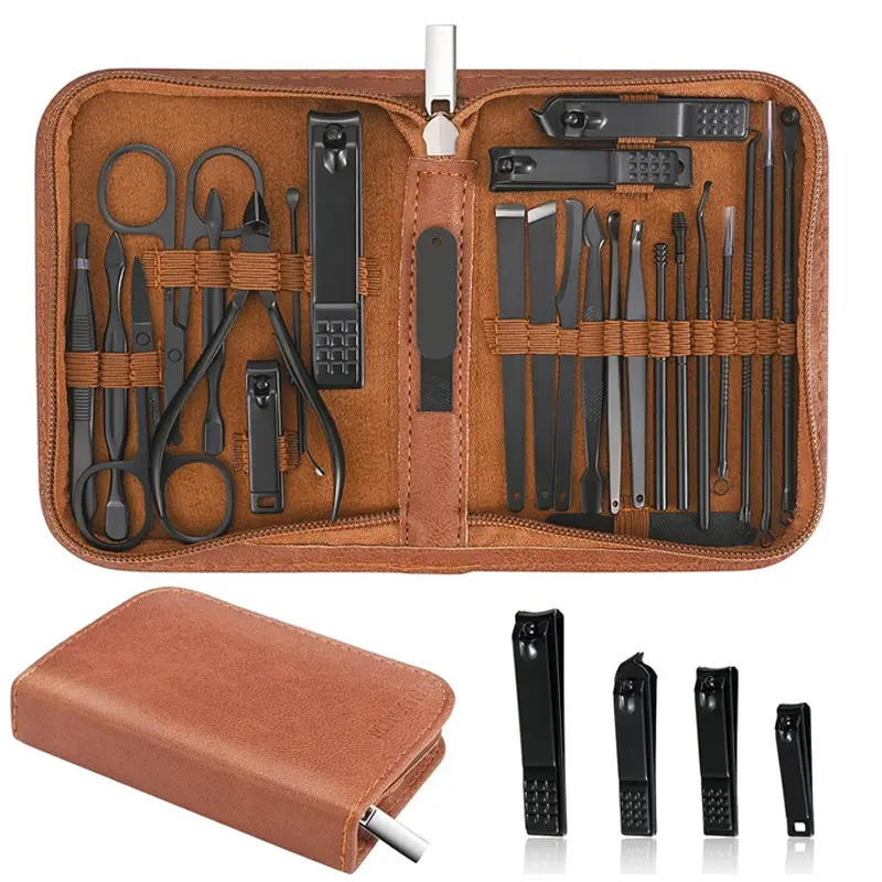 Manicure Set Professional Nail Clipper Kit-26 Pieces Stainless Steel Manicure Kit,nail Care Tools with Luxurious Travel Case
