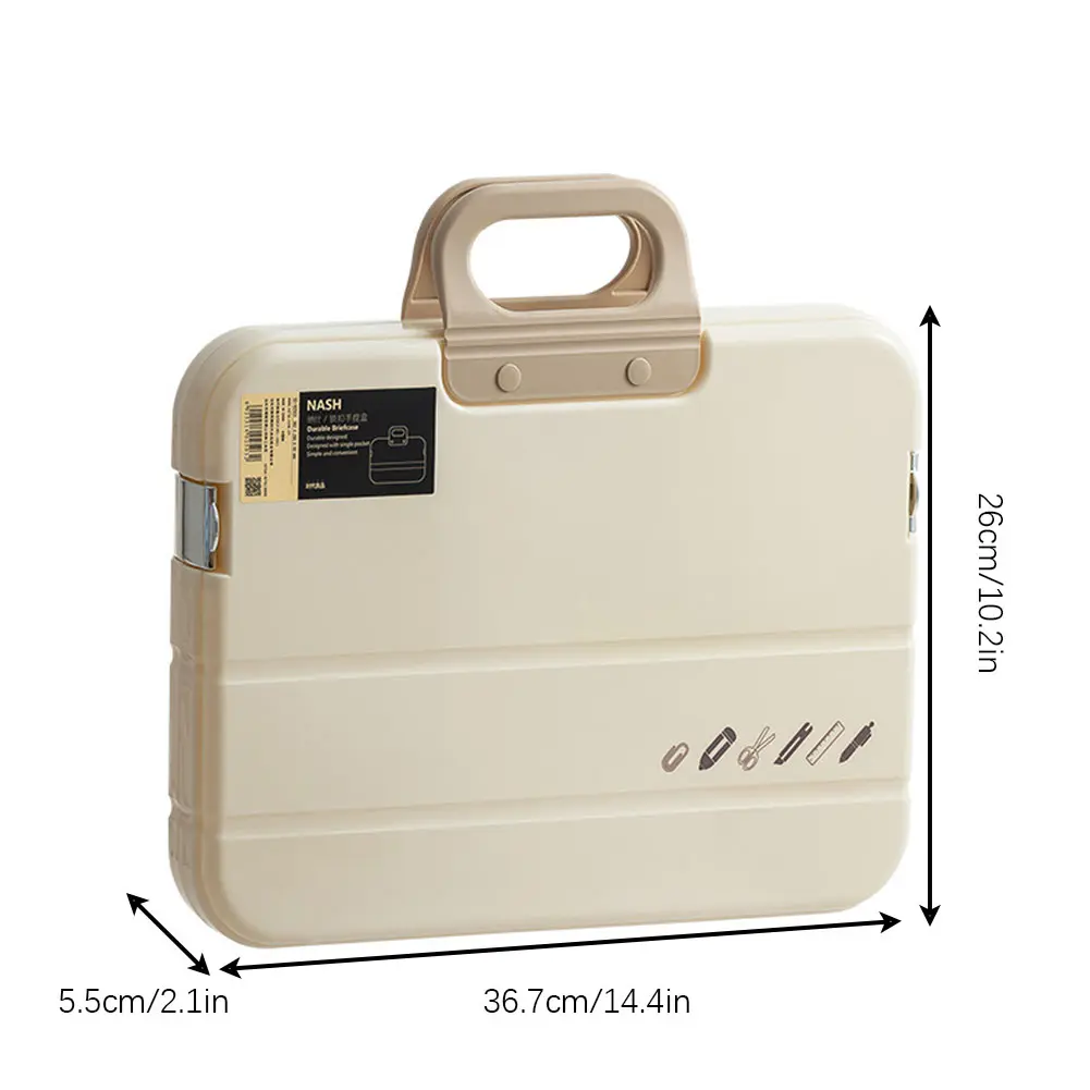 A4 Plastic File Folder With Lock Handle Portable Box File Waterproof Filing Supplies Pencil Case Multi-Purpose Document Bag