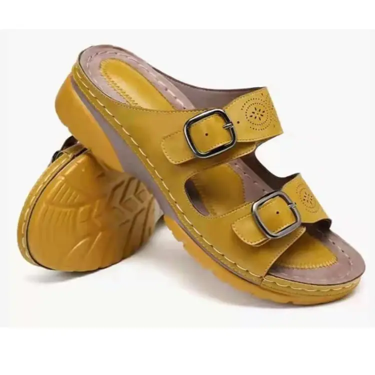 Wedges Sandals Shoes for Women Fashion Belt Buckle Platform Outdoor Walking Slippers Non-slip Open Toe Ladies Shoes 2023