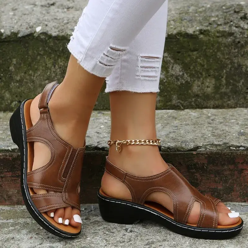 Women Retro Sandals Summer New Soft Slip on Peep Toe Walking Slipper Party Footwear Female Casual Shoes Zapatillas Muje
