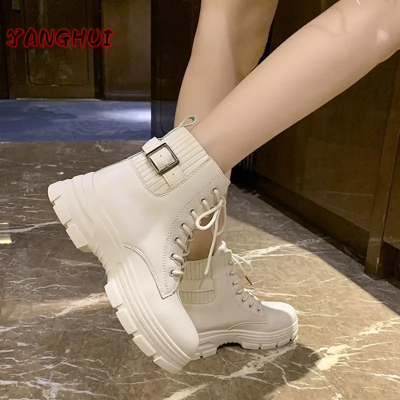 Winter New Fashion Belt Buckle Solid Color Splice Short Boots Women's Round Head PU Soft Sole Shoes Warm and Versatile Botines
