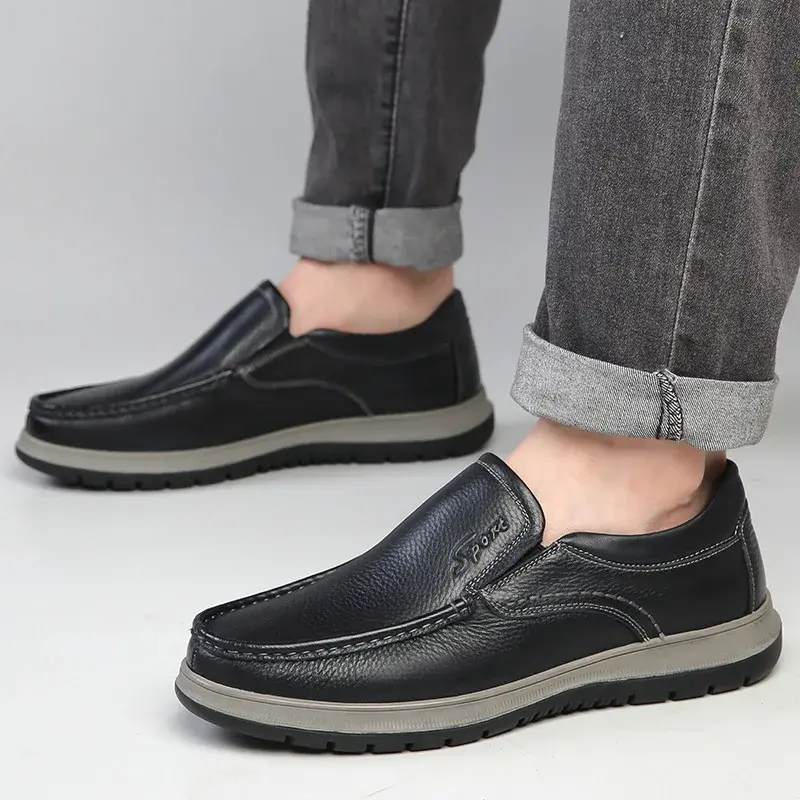 Handmade Genuine Leather Casual Shoes Winter sneaker Men's Loafers Youth Driving Shoes man Formal Shoes Elderly Footwear2025