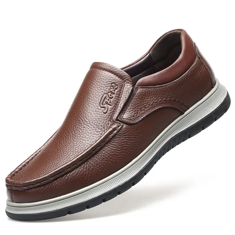 Handmade Genuine Leather Casual Shoes Winter sneaker Men's Loafers Youth Driving Shoes man Formal Shoes Elderly Footwear2025